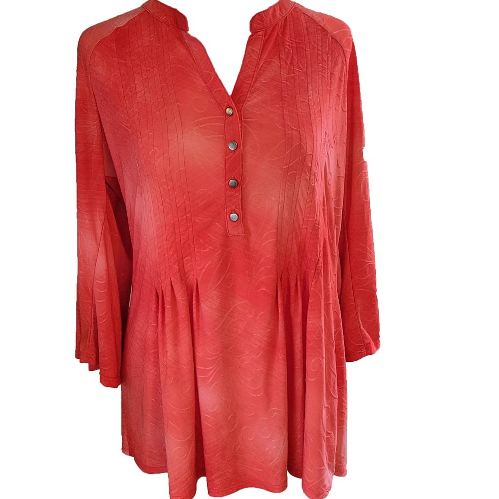 New Directions Embroidered Cold shoulder Top Size M